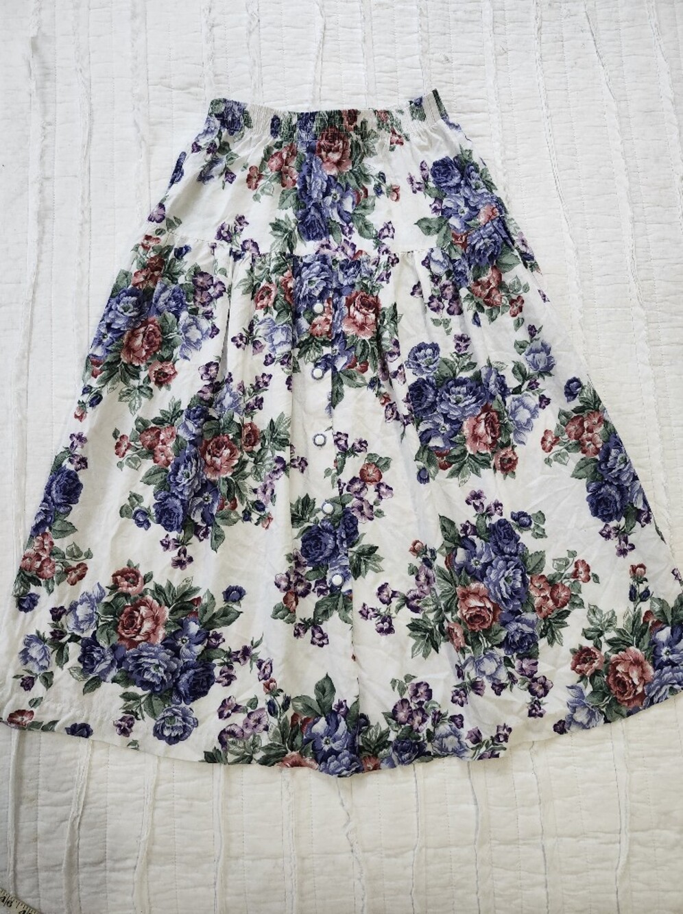 Vintage Jessica Scott Button-Front Cottagecore Floral Boho Women's M Midi Skirt